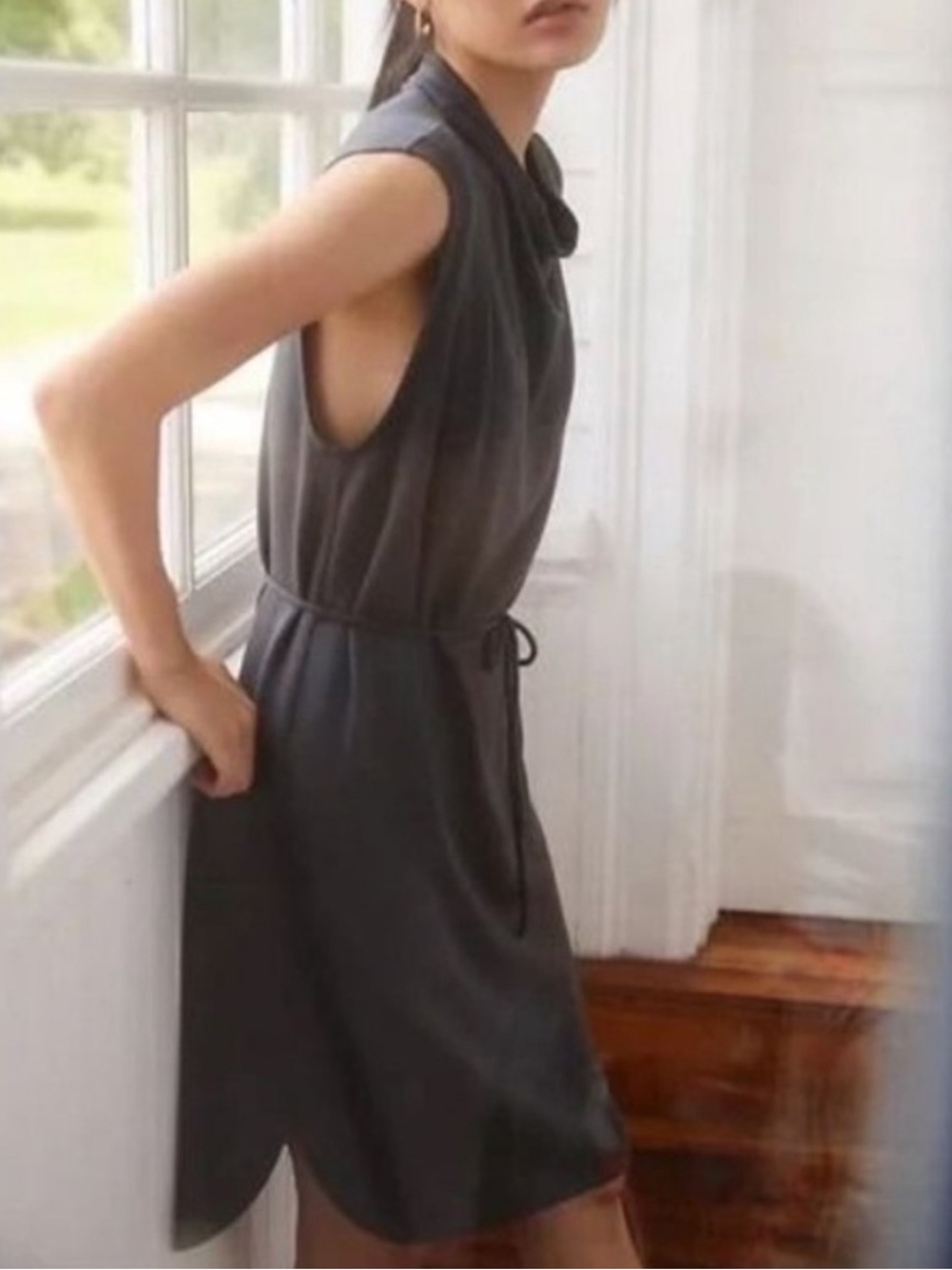 ANTHROPOLOGIE Daily Practice Cowl Neck Sleeveless Dress Size Medium Petite
